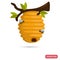 Wild bee hive hang at tree color flat icon