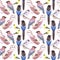 Wild birds watercolor seamless background- Birds of usa