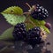 Wild black blackberries in bramble, juicy and bright very appetizing - gENERATED aRTIFICIAL iNTELLIGENCE - ai