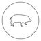 Wild boar Hog wart Swine Suidae Sus Tusker Scrofa silhouette in circle round black color vector illustration contour outline