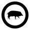 Wild boar Hog wart Swine Suidae Sus Tusker Scrofa silhouette in circle round black color vector illustration solid outline style