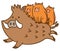 Wild boar and piglet.cute vector illustration.