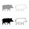 Wild boar Wild pig Hog Warthog icon set black color vector illustration flat style image