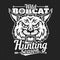 Wild bobcat lynx hunting season, hunt club badge