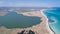 Wild Bulgaria. Aerial wiev of Durankulak Lake and Black sea coast. Northeastern Bulgaria. There is more than 260 species of