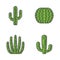 Wild cactus color icons set