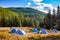 Wild camping in Altai Mountains Mongolia