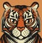 wild cat tiger face cartoon illustration symmetrical hand drawn art