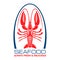 Wild caught marine lobster or crayfish retro icon