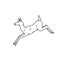 Wild deer female jumped view profile vector outline black white sketch illustration.