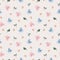 Wild flower with dragonfly seamless pattern on blue and pink mood