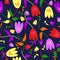 Wild flowers background with endless botanical print.