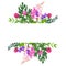 Wild flowers banner with field flowers, pink and violet