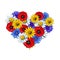 Wild flowers - poppy, chamomile, cornflower, daisy, heart shaped decoration element