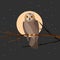 Wild forest feathered nocturnal predatory Owl of prey sitting on branch