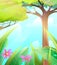 Wild Forest Nature Summer Scenery Background