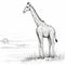 Wild Giraffe Art: Detailed Cartoon Sketching With Flattened Perspective