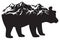 Wild grizzly bear and mountains vector illustration