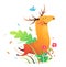 Wild Happy Moose Run in Nature Fun Kids Cartoon