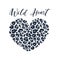 Wild Heart Leopard Heart Shape Print with slogan. Wild animal skin pattern texture, hand drawn brush stroke. Vector