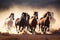 wild herd of horses galloping across a vast plain