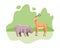 Wild hippopotamus and reindeer animals nature icons
