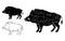 Wild hog, boar game meat cut diagram scheme - elements set on chalkboard