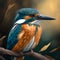 Wild Kingfishers At Rainforest. Generative AI