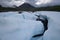 Wild landscape, Russia. Ice glacier blocks,stones.