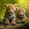 wild leopard cubs in jungle. generative AI