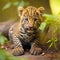 wild leopard cubs in jungle. generative AI