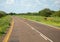 Wild living cow crossing a street in west Botswana