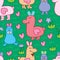 Wild Llama crazy seamless pattern