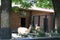 Wild llamas in the aviary behind bars in the St. Petersburg Zoo