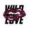 Wild Love slogan typography with leopard lips texture. Fashion t-shirt design. Girls tee shirt trendy print. Vector.