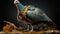 Wild male Tom Osceola turkey with tail spread and great feather detail. generative ai