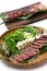 Wild mallard duck raw meat on bamboo tray