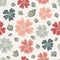 Wild meadow flower seamless vector pattern background. Hand drawn line art vintage backdrop with isolated flower heads