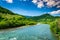 Wild mountain river on a clear summer day