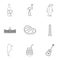Wild nature of Argentina icons set, outline style