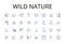 Wild nature line icons collection. Incredible beauty, Vast landscapes, Untamed wilderness, Endless horizons, Majestic