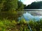 wild nature of Russia. fishing on a forest lake.