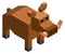 Wild pig low poly. Isometric swine. Polygonal animal