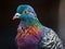 Wild pigeon close up. Angry bird consept, generative ai