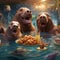 Wild Pool Party with Walruses at Luxurious Underwater Resort