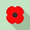 Wild poppy flower icon, flat style