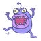 Wild purple cartoon germ attacked. Vector illustration