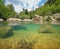 Wild river over and underwater split view Spain