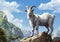 Wild Royalty: An Illustration of a Half-White Goat in the Alpine