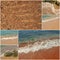 Wild sea nature. Vacation collage. pictures of sea wave and sand collection of toned images